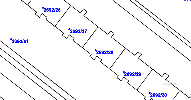 Parcela st. 2692/28 v KÚ Braník, Katastrální mapa