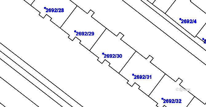 Parcela st. 2692/30 v KÚ Braník, Katastrální mapa