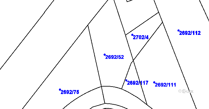 Parcela st. 2692/52 v KÚ Braník, Katastrální mapa