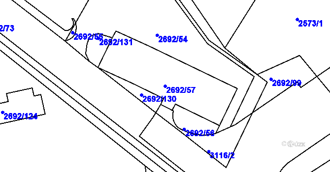 Parcela st. 2692/57 v KÚ Braník, Katastrální mapa