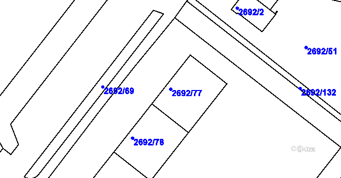 Parcela st. 2692/77 v KÚ Braník, Katastrální mapa