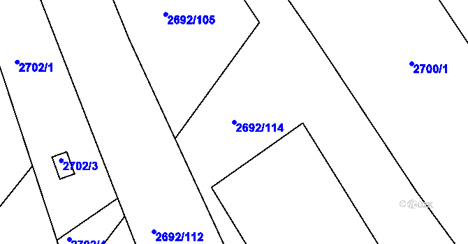 Parcela st. 2692/114 v KÚ Braník, Katastrální mapa