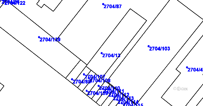 Parcela st. 2704/13 v KÚ Braník, Katastrální mapa