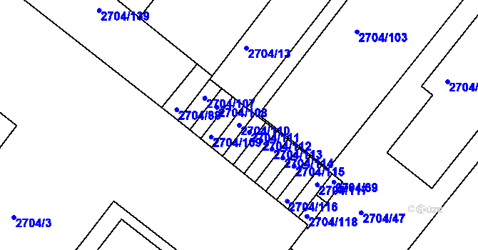 Parcela st. 2704/110 v KÚ Braník, Katastrální mapa