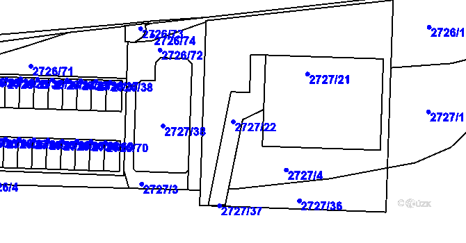 Parcela st. 2727/22 v KÚ Braník, Katastrální mapa