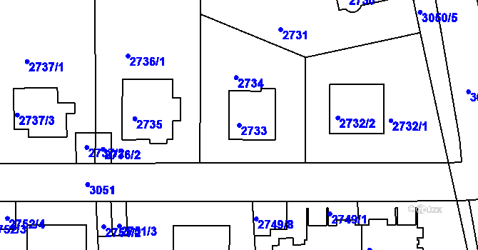 Parcela st. 2733 v KÚ Braník, Katastrální mapa