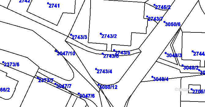 Parcela st. 2743/6 v KÚ Braník, Katastrální mapa