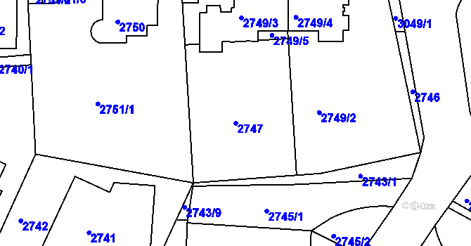 Parcela st. 2747 v KÚ Braník, Katastrální mapa