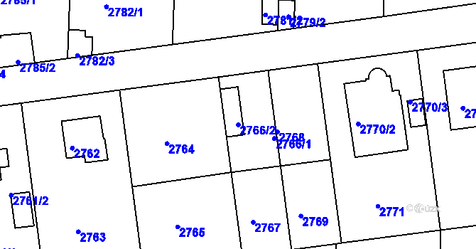 Parcela st. 2766/2 v KÚ Braník, Katastrální mapa