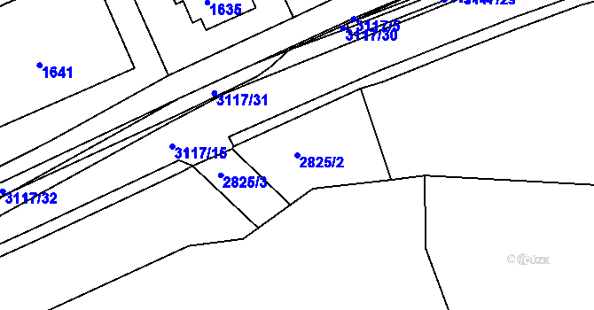 Parcela st. 2825/2 v KÚ Braník, Katastrální mapa