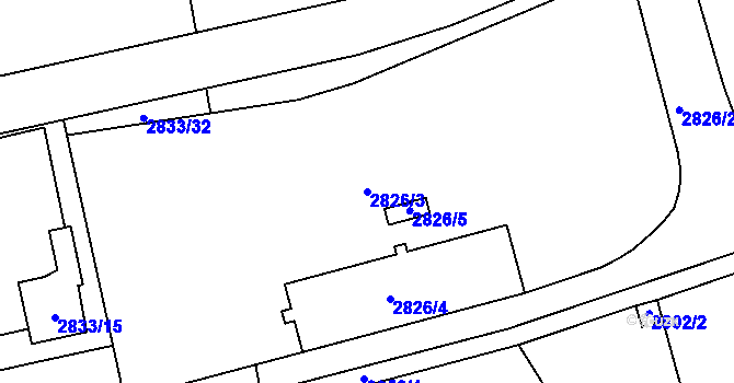 Parcela st. 2826/3 v KÚ Braník, Katastrální mapa