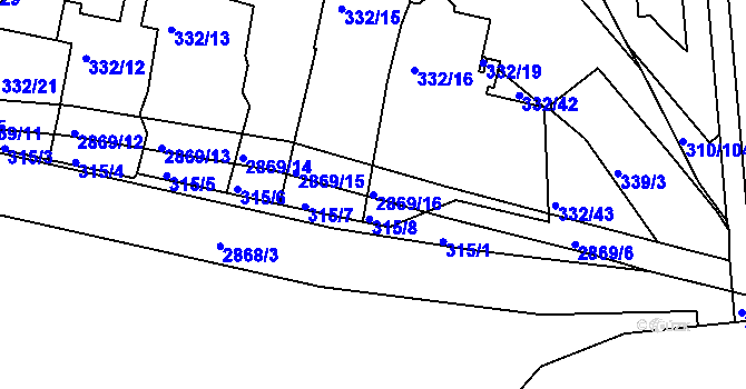 Parcela st. 2869/16 v KÚ Braník, Katastrální mapa