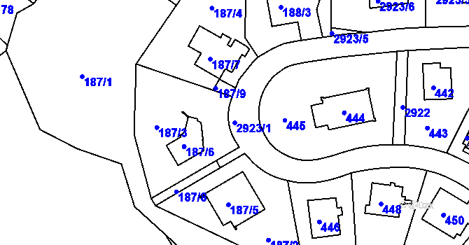 Parcela st. 2923/1 v KÚ Braník, Katastrální mapa