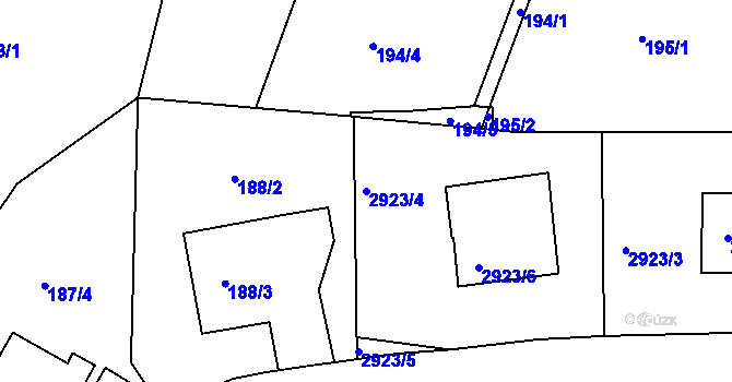 Parcela st. 2923/4 v KÚ Braník, Katastrální mapa