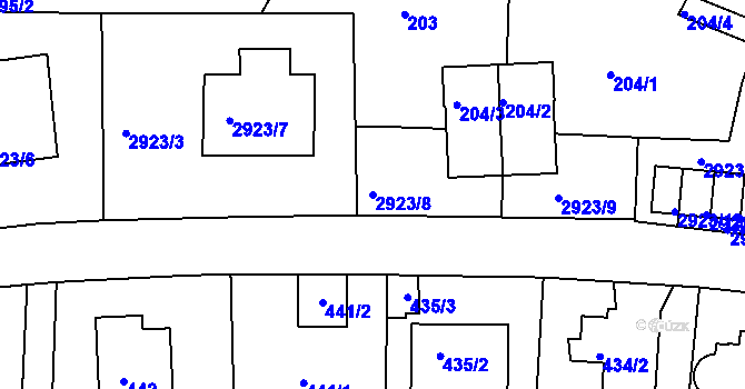 Parcela st. 2923/8 v KÚ Braník, Katastrální mapa