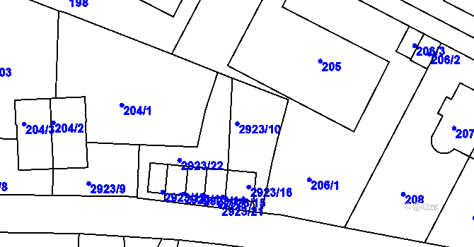 Parcela st. 2923/10 v KÚ Braník, Katastrální mapa
