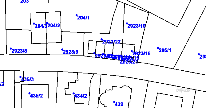 Parcela st. 2923/13 v KÚ Braník, Katastrální mapa