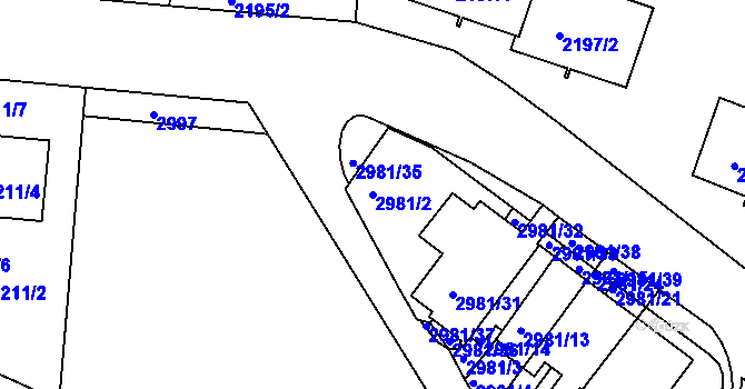 Parcela st. 2981/2 v KÚ Braník, Katastrální mapa