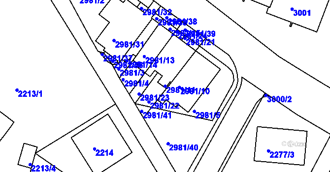 Parcela st. 2981/11 v KÚ Braník, Katastrální mapa