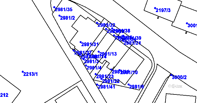 Parcela st. 2981/13 v KÚ Braník, Katastrální mapa