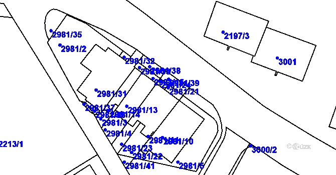 Parcela st. 2981/21 v KÚ Braník, Katastrální mapa