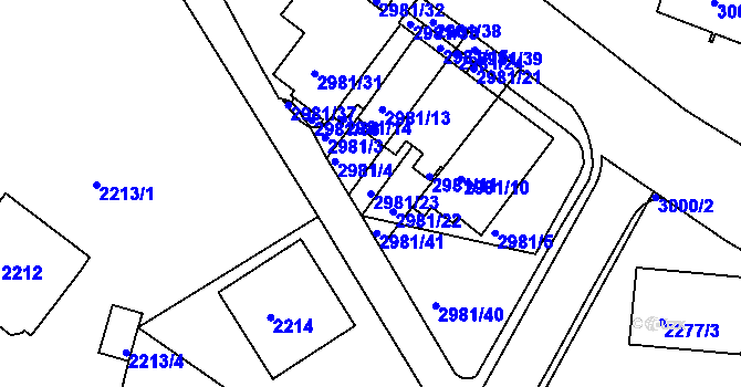 Parcela st. 2981/23 v KÚ Braník, Katastrální mapa