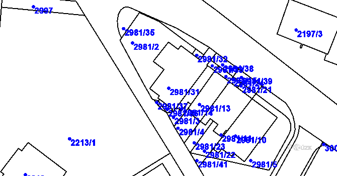 Parcela st. 2981/31 v KÚ Braník, Katastrální mapa