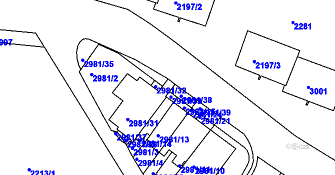 Parcela st. 2981/34 v KÚ Braník, Katastrální mapa