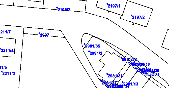Parcela st. 2981/35 v KÚ Braník, Katastrální mapa