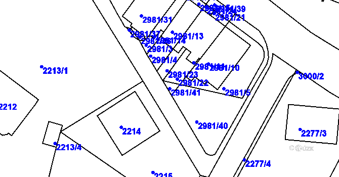 Parcela st. 2981/41 v KÚ Braník, Katastrální mapa