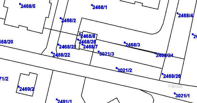 Parcela st. 3021/3 v KÚ Braník, Katastrální mapa