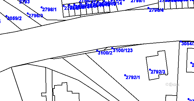 Parcela st. 3100/2 v KÚ Braník, Katastrální mapa