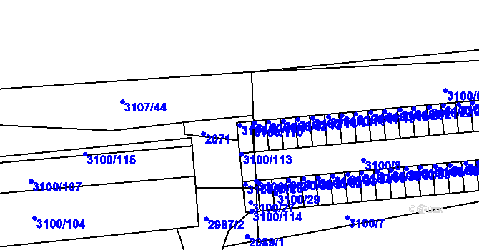 Parcela st. 3100/9 v KÚ Braník, Katastrální mapa
