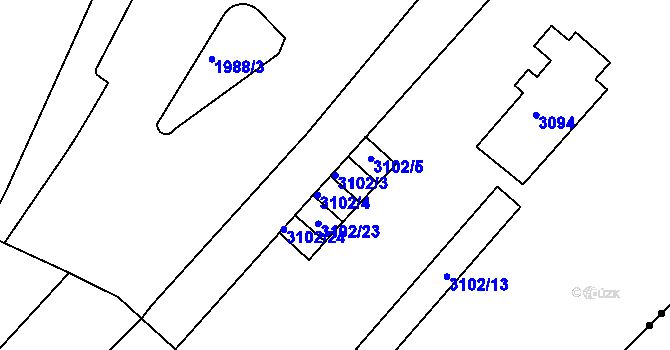 Parcela st. 3102/3 v KÚ Braník, Katastrální mapa