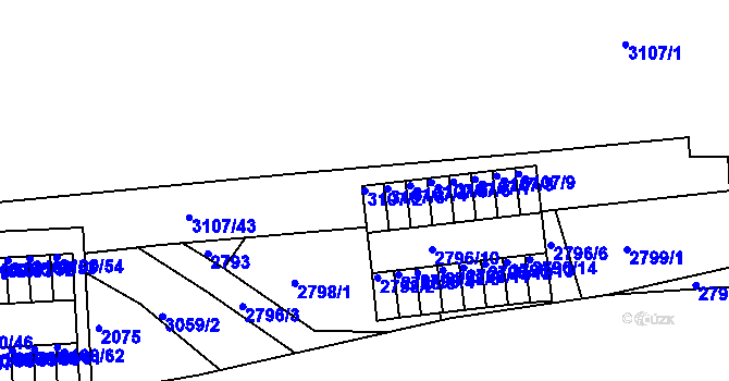 Parcela st. 3107/2 v KÚ Braník, Katastrální mapa