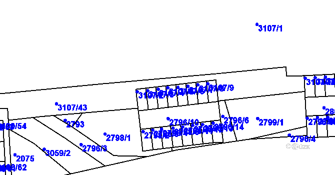 Parcela st. 3107/5 v KÚ Braník, Katastrální mapa