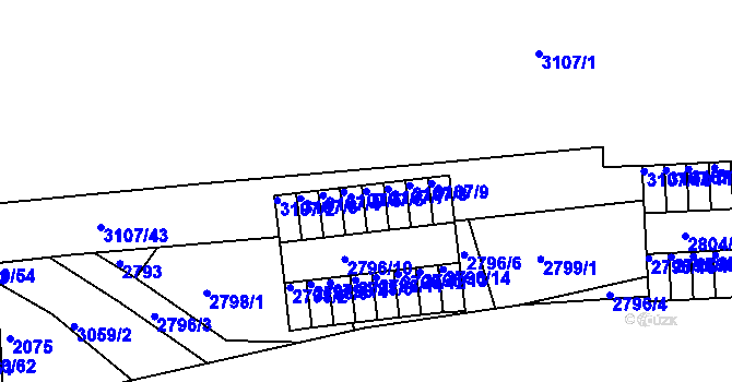 Parcela st. 3107/6 v KÚ Braník, Katastrální mapa