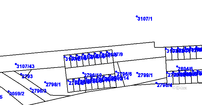 Parcela st. 3107/8 v KÚ Braník, Katastrální mapa