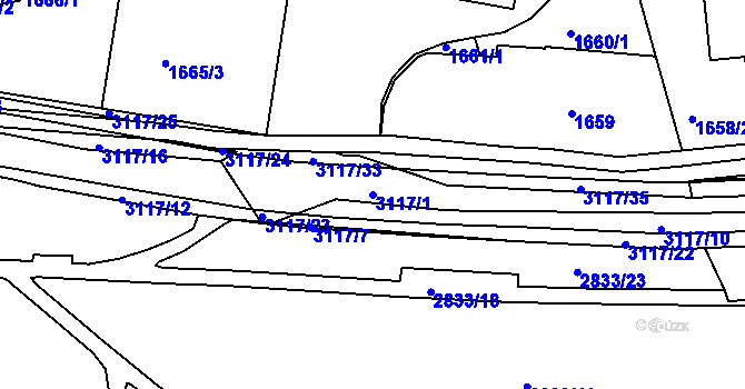 Parcela st. 3117/1 v KÚ Braník, Katastrální mapa