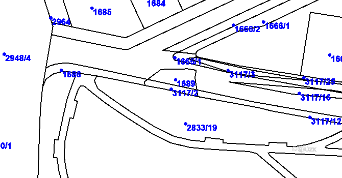 Parcela st. 3117/2 v KÚ Braník, Katastrální mapa