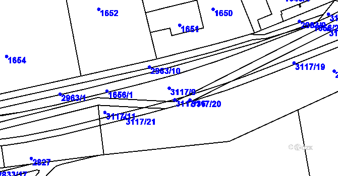Parcela st. 3117/9 v KÚ Braník, Katastrální mapa
