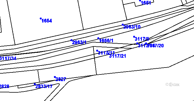 Parcela st. 3117/11 v KÚ Braník, Katastrální mapa