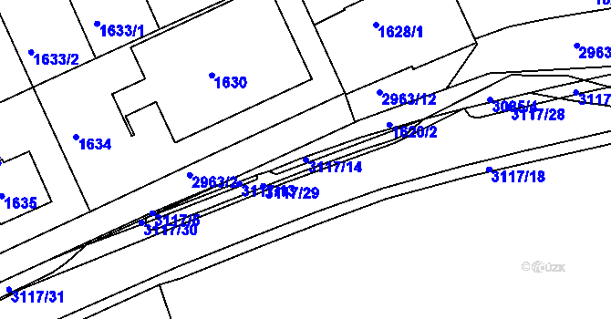 Parcela st. 3117/14 v KÚ Braník, Katastrální mapa