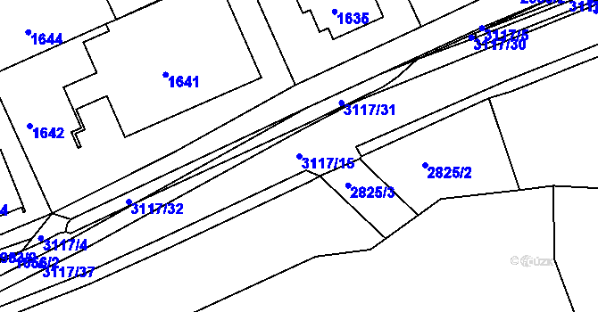 Parcela st. 3117/15 v KÚ Braník, Katastrální mapa