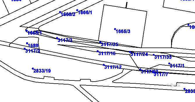 Parcela st. 3117/16 v KÚ Braník, Katastrální mapa