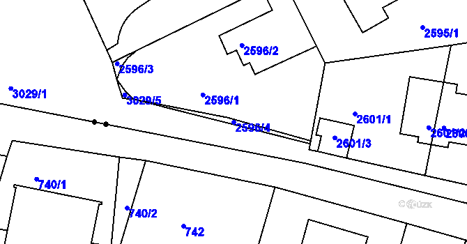 Parcela st. 2596/4 v KÚ Braník, Katastrální mapa