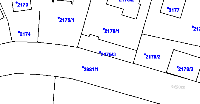 Parcela st. 2176/3 v KÚ Braník, Katastrální mapa