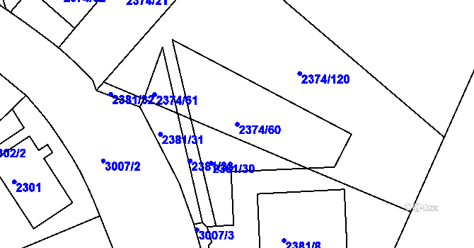 Parcela st. 2374/60 v KÚ Braník, Katastrální mapa