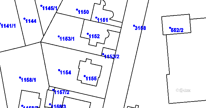 Parcela st. 1153/2 v KÚ Braník, Katastrální mapa