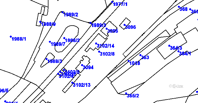 Parcela st. 3102/8 v KÚ Braník, Katastrální mapa